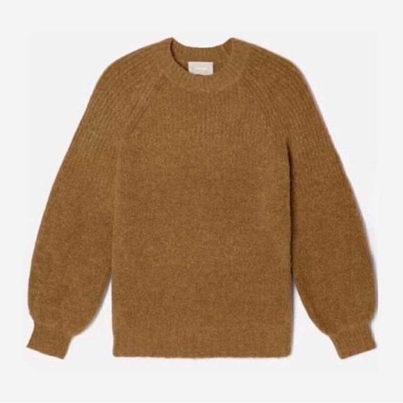 EVERLANE | The SuperFuzz Alpaca Merino Wool Crew Neck Sweater in Dijon | Sz S - Picture 4 of 11